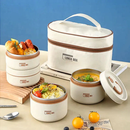Portable Stainless Steel  Thermal Lunch Box with Bag