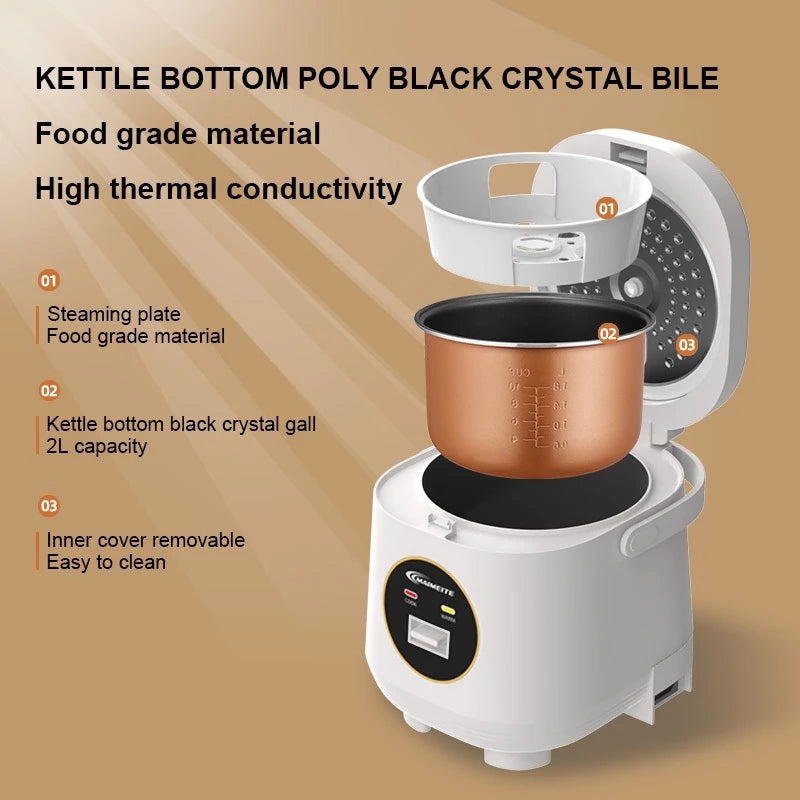 2L Mini Rice Cooker with Steamer