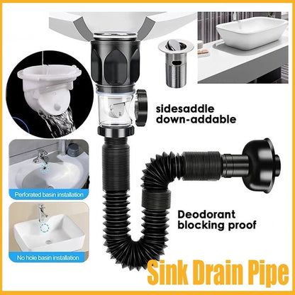 Bathroom Sink Drain Kit with Flexible Expandable P-Trap