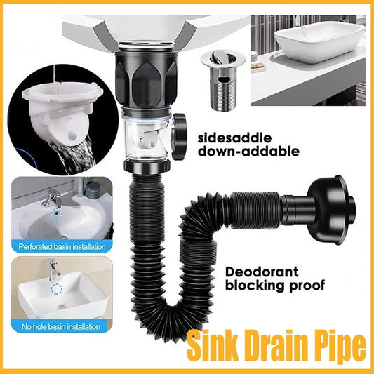 Bathroom Sink Drain Kit with Flexible Expandable P-Trap