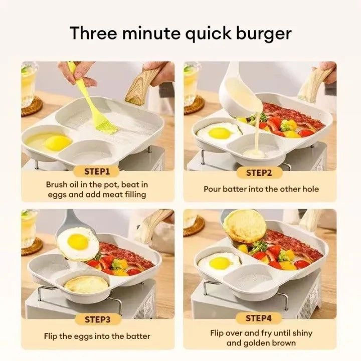 3-in-1 White Multi-Section Nonstick Grill Pan