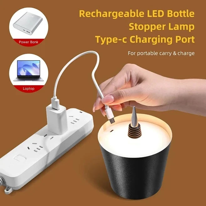 Rechargeable Touch Dimming LED Wine Bottle Lamp