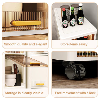 Tall Narrow Storage Cabinet with Movable Wheels and Magnetic Doors