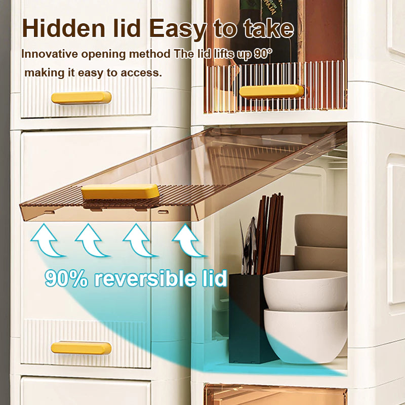 Tall Narrow Storage Cabinet with Movable Wheels and Magnetic Doors