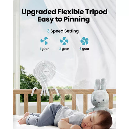 Ultra-Quiet Octopus Fan with Flexible Tripod and LED Light