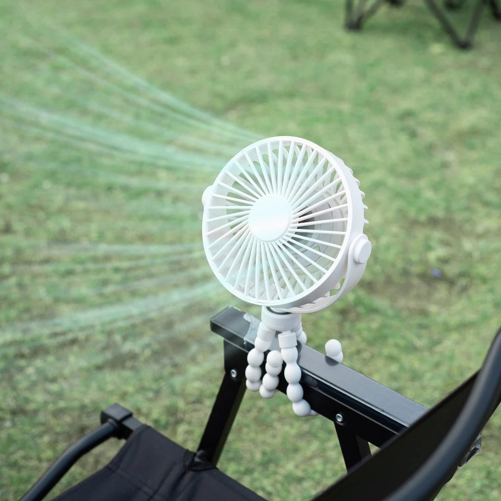 Ultra-Quiet Octopus Fan with Flexible Tripod and LED Light