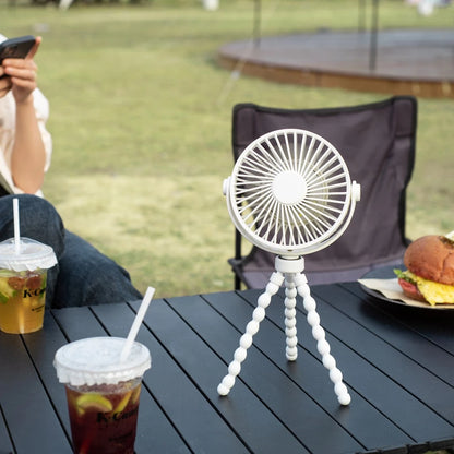 Ultra-Quiet Octopus Fan with Flexible Tripod and LED Light