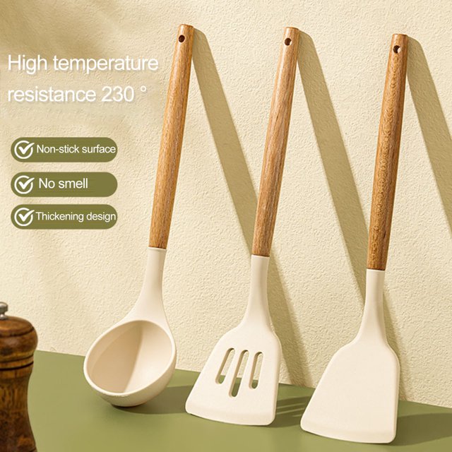 3-Piece White Silicone Cooking Utensils Set