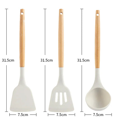 3-Piece White Silicone Cooking Utensils Set