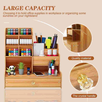 Wooden Pen Stand Desk Organizer