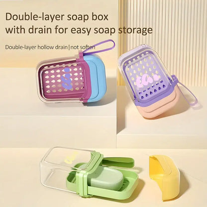 New Cute Travel Soap Case with Drain Tray & Lid