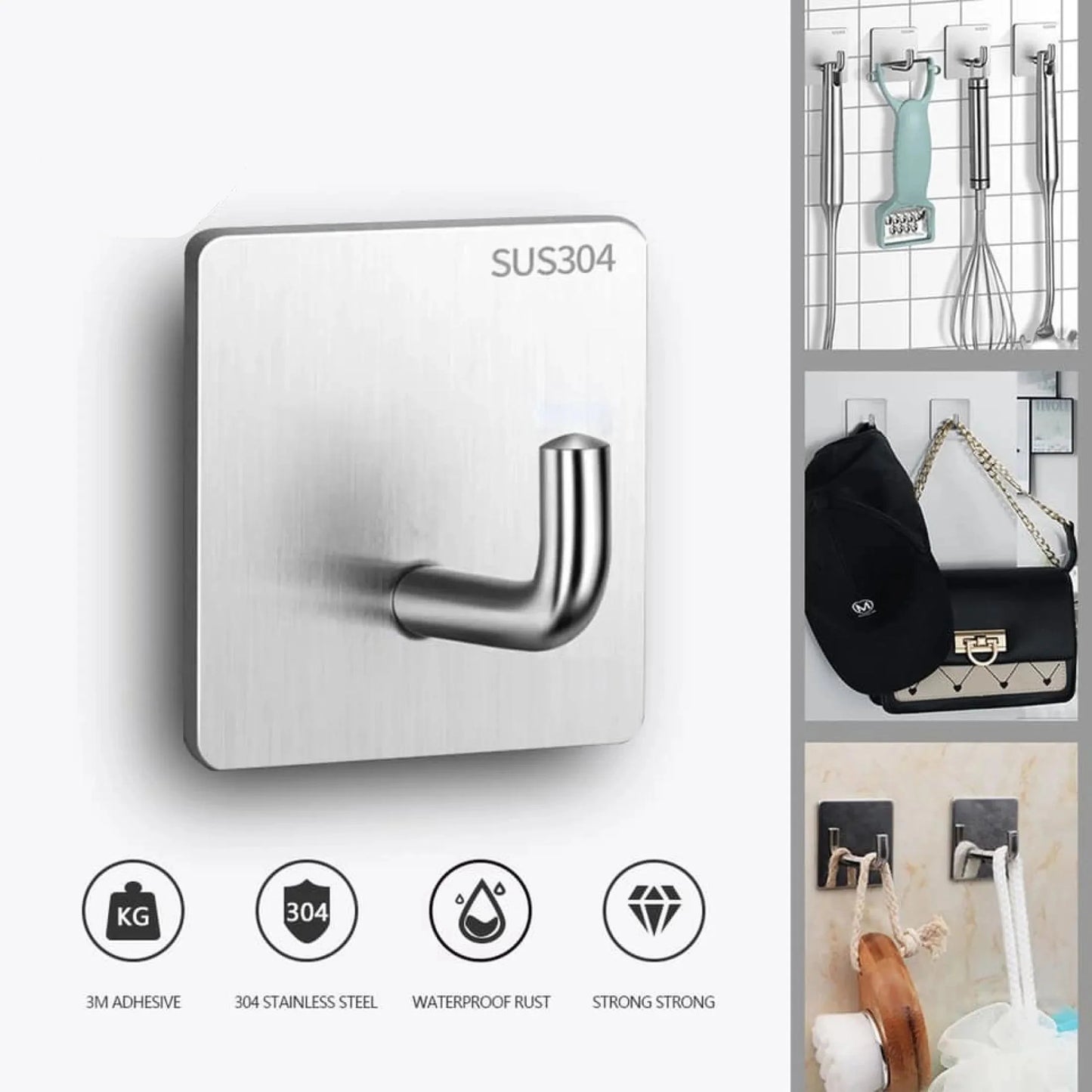 Stainless Steel Adhesive Hook