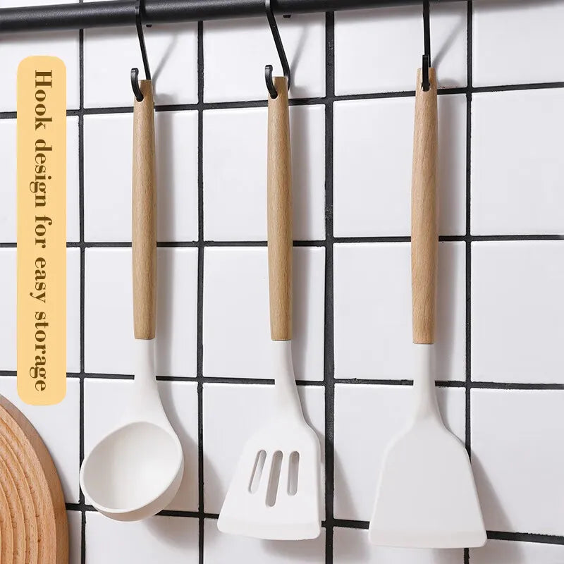 3-Piece White Silicone Cooking Utensils Set