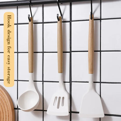 3-Piece White Silicone Cooking Utensils Set