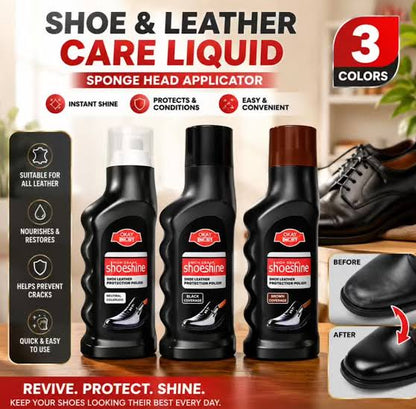 Premium Liquid Shoe Polish Wax with Built-in Sponge-head Applicator