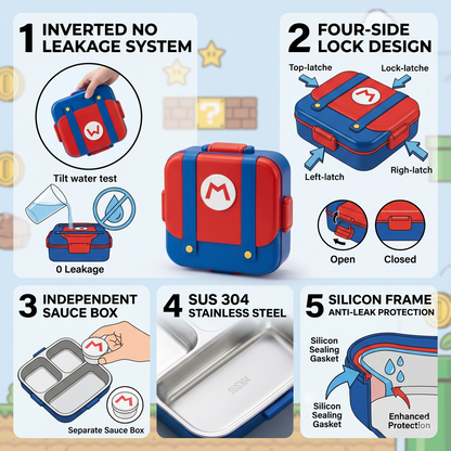 Super Mario and Luigi Character-Themed Bento Lunch Box