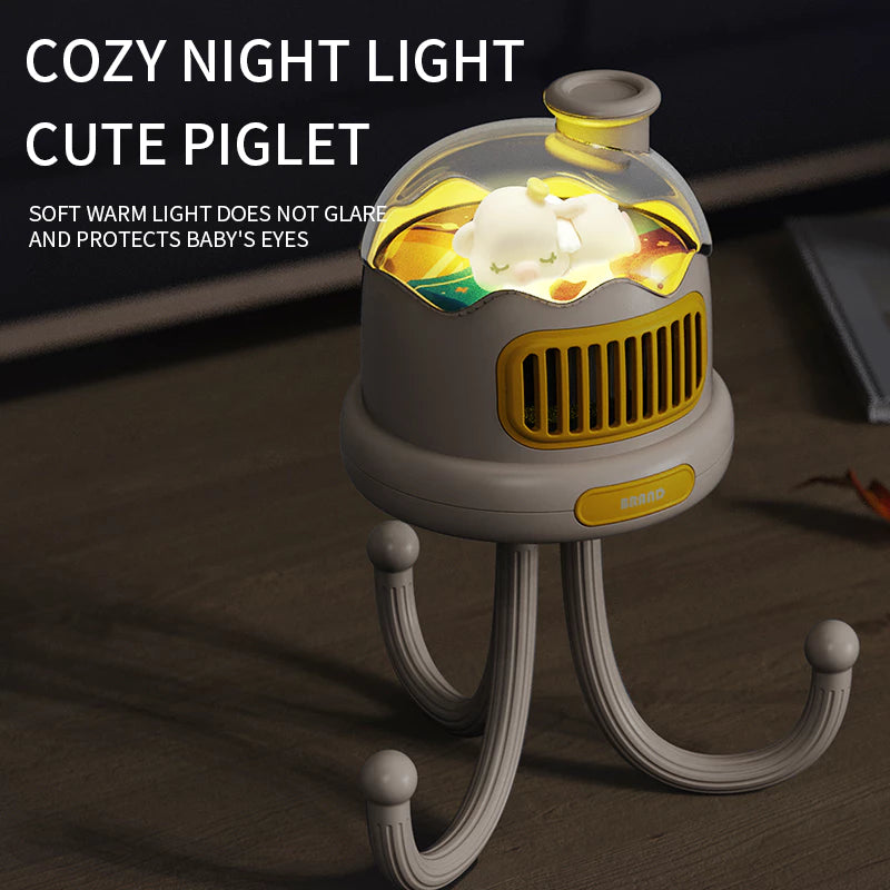 Automatic Oscillating Fan with Flexible Tripod & Night Light