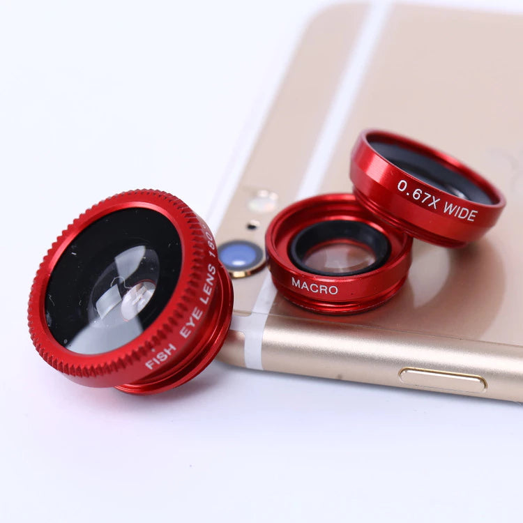 Universal 3in1 Fish Eye + Wide Angle + Macro Camera Mobile Phone Clip-on Lens