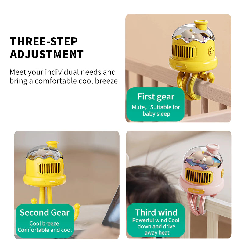 Automatic Oscillating Fan with Flexible Tripod & Night Light