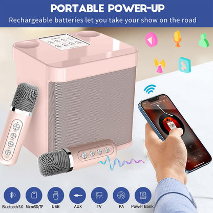 Bluetooth Speaker Karaoke with Dual Wireless Microphone