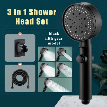 3-Piece Black Shower Head Set