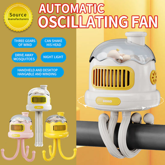 Automatic Oscillating Fan with Flexible Tripod & Night Light