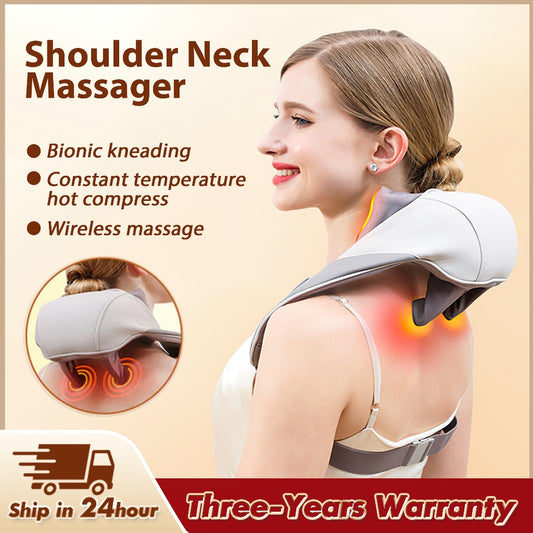 Electric Neck Back Shoulder Massager Hot Compress Muscle Relax Pain Relief