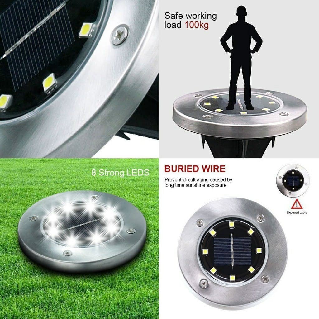 4PCS Solar 8 LED Ground Light