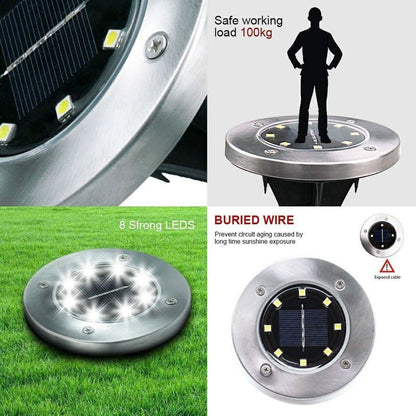 4PCS Solar 8 LED Ground Light