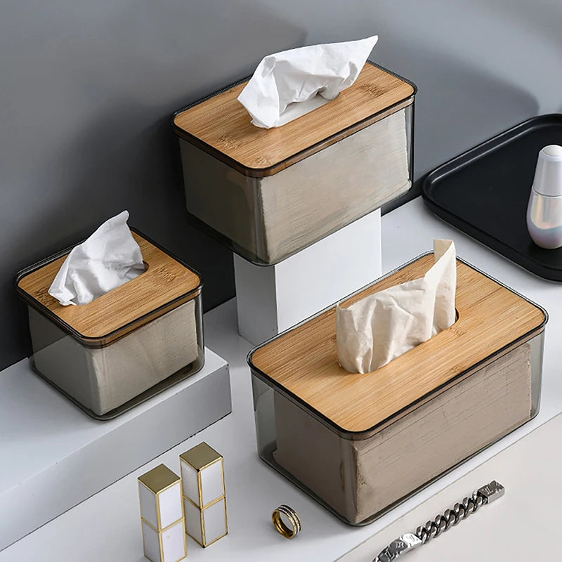 Minimalist Tissue Holder with Bamboo Lid