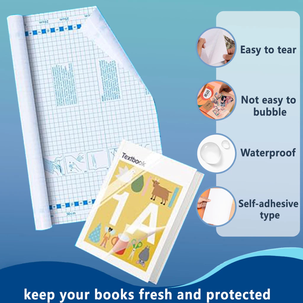 10 Sheets Transparent Self Adhesive Book Wrapper