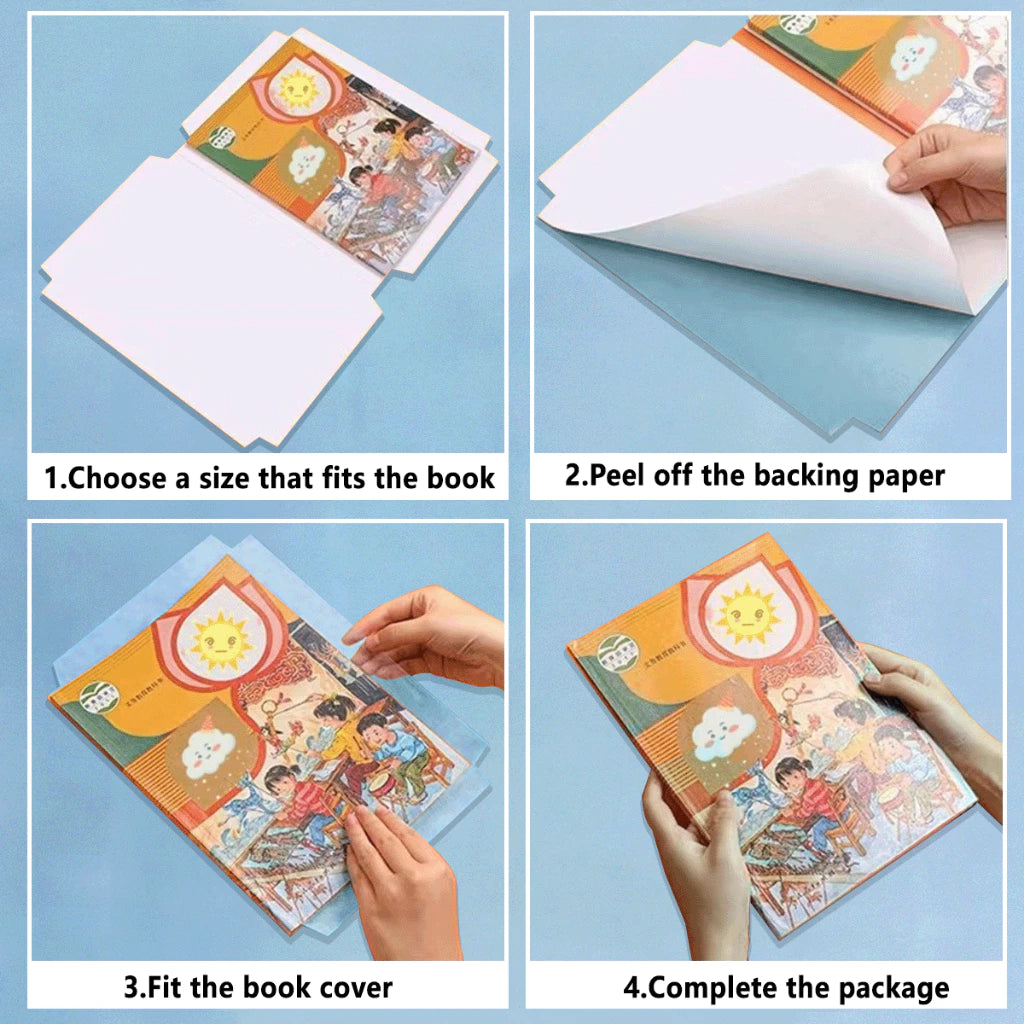 10 Sheets Transparent Self Adhesive Book Wrapper