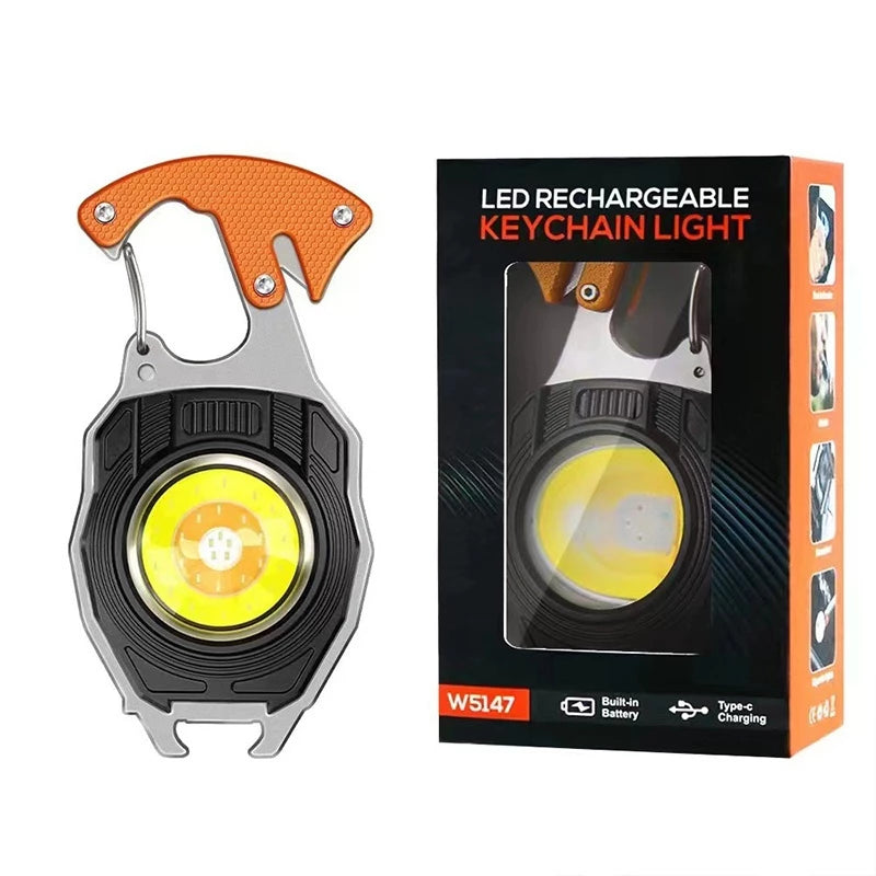 Multifunctional USB Rechargeable LED Keychain Flashlight