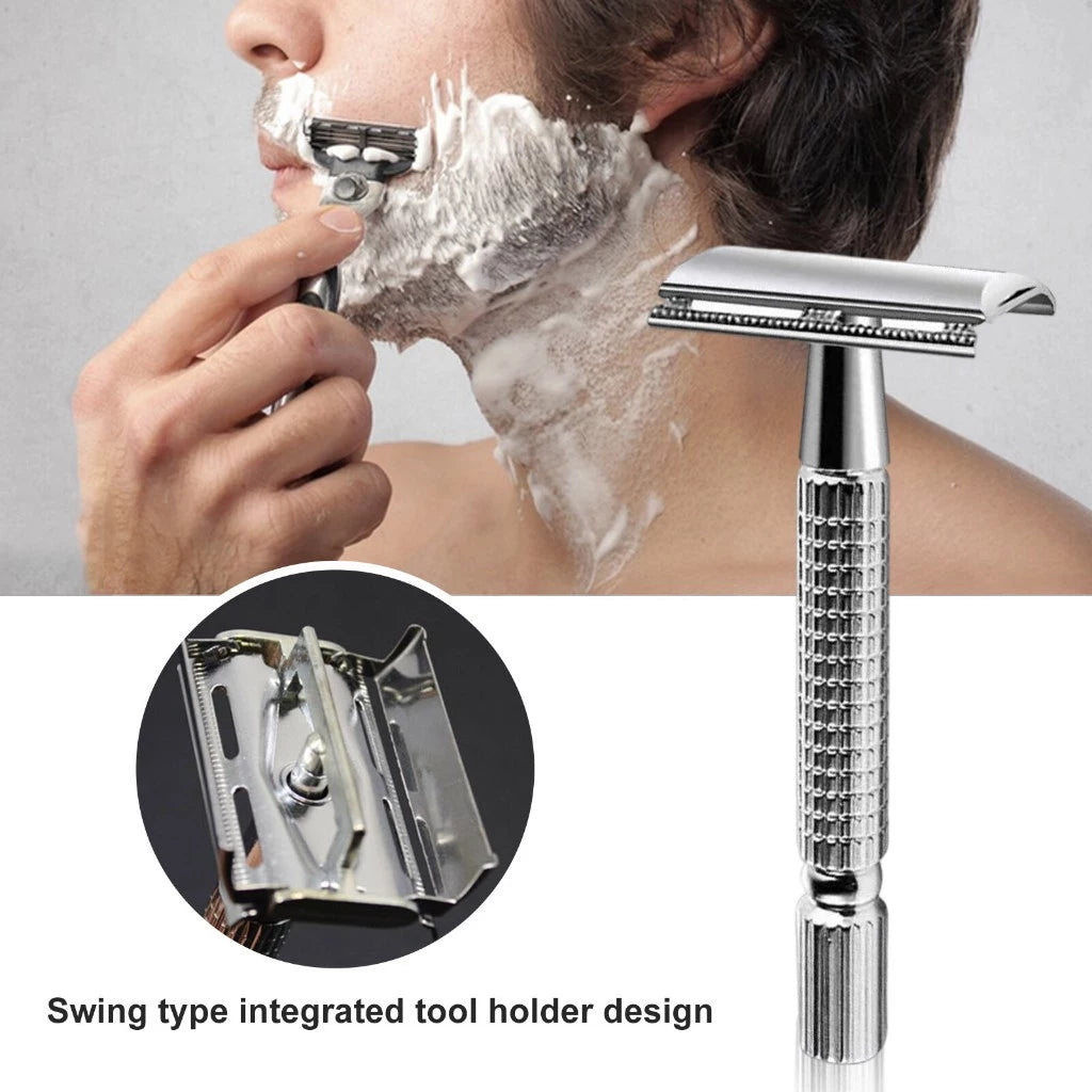 Manual Classic Stainless Steel Double Edge Safety Shaver Set