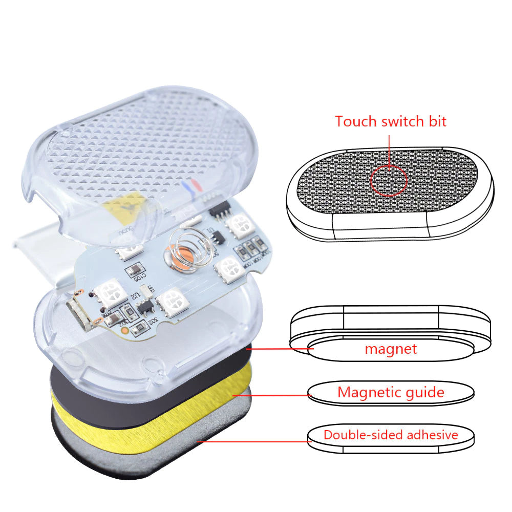 USB Rechargeable Magnetic Car LED Touch Light