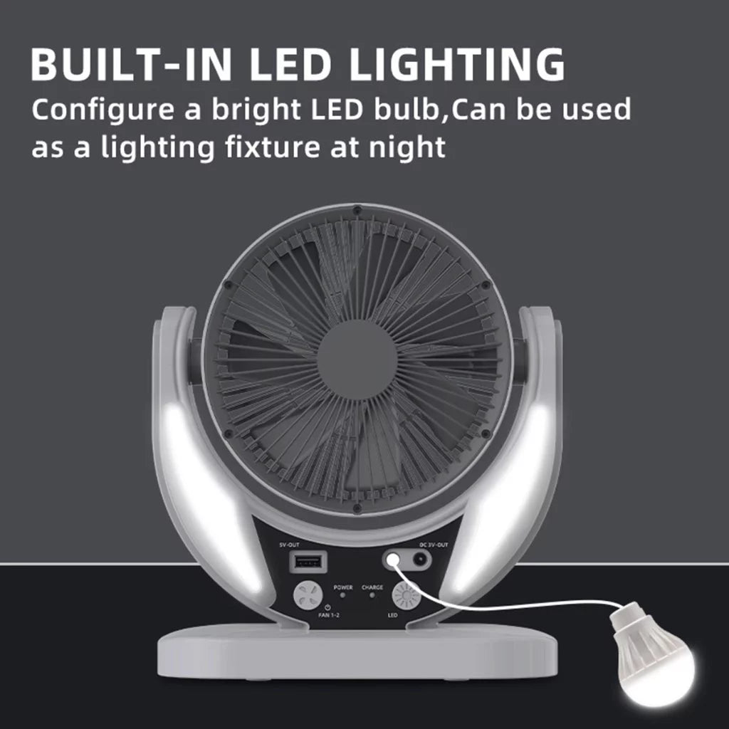 Solar Rechargeable Emergency Fan with LED Light