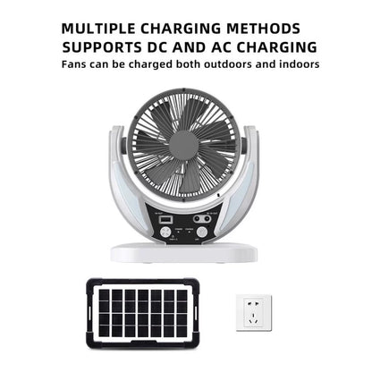 Solar Rechargeable Emergency Fan with LED Light