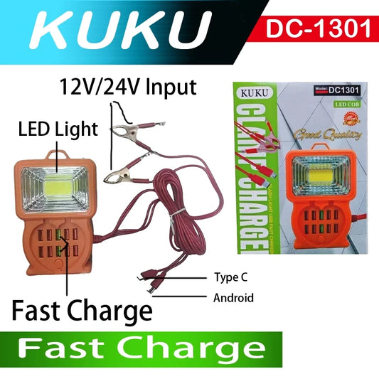 13-in-1 Clamp DC Charger + LED Light
