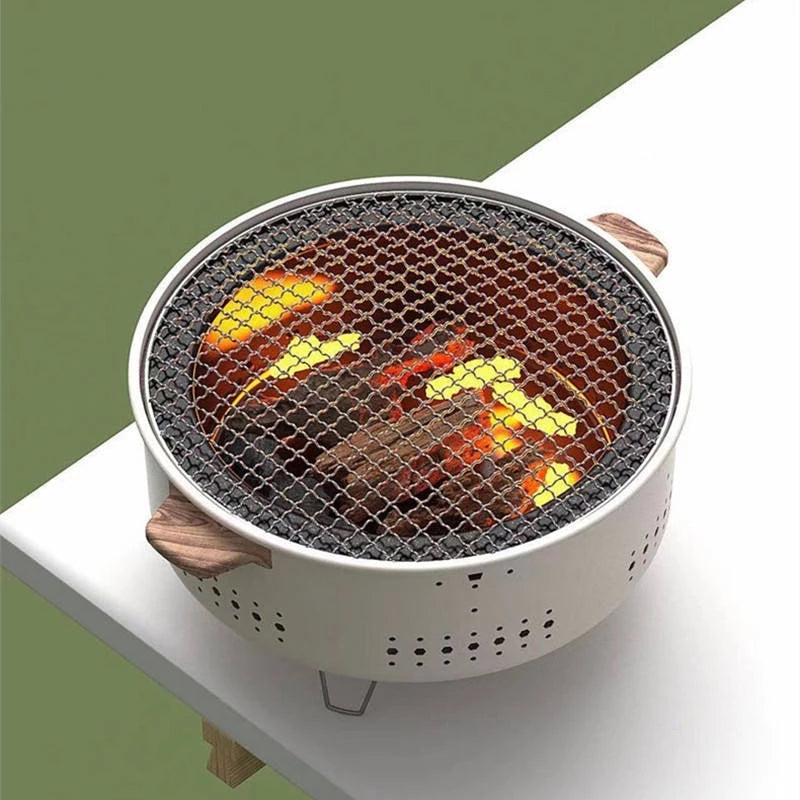 Portable Round Charcoal Barbecue Grill