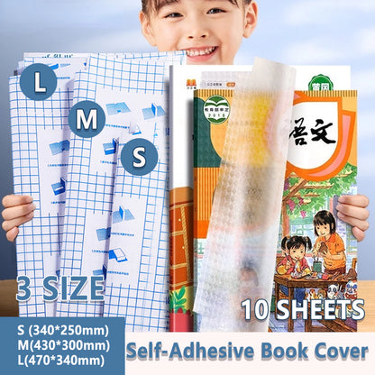 10 Sheets Transparent Self Adhesive Book Wrapper