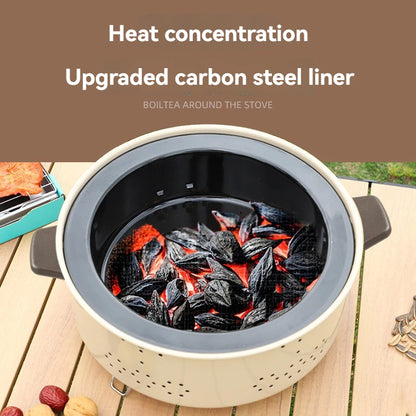 Portable Round Charcoal Barbecue Grill