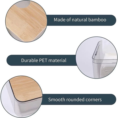 Minimalist Tissue Holder with Bamboo Lid
