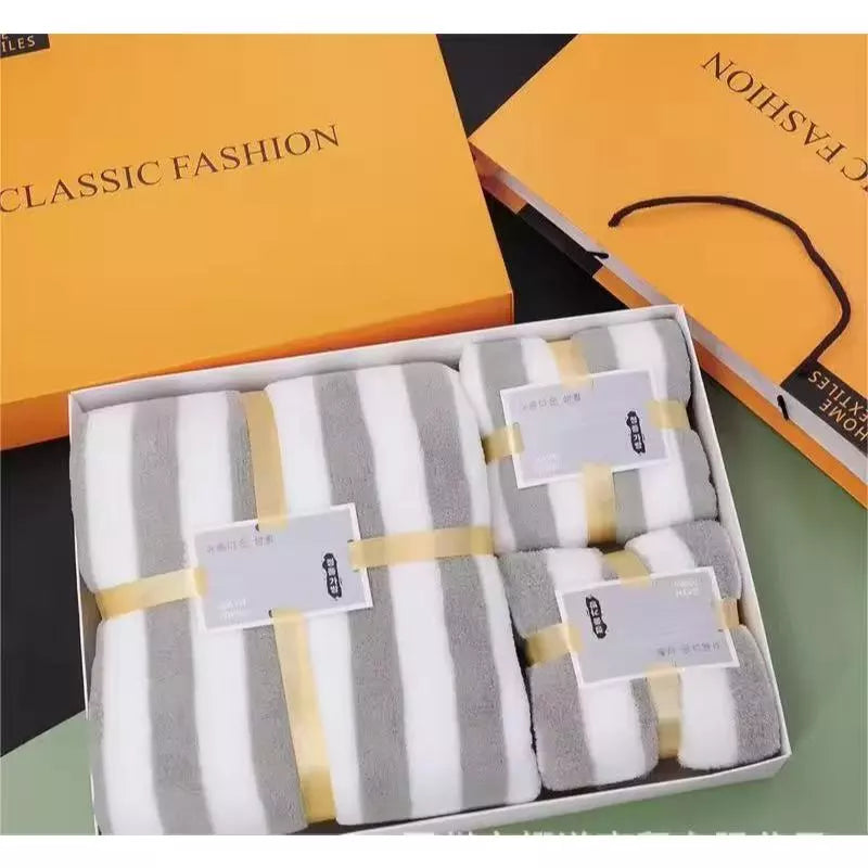 3 in 1 Bath Towel Microfiber Coral Velvet Water Absorption Towels With Gift Box