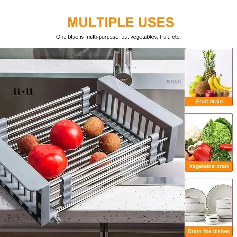 Adjustable Dish Drainer – Stainless Steel Extendable Sink Rack