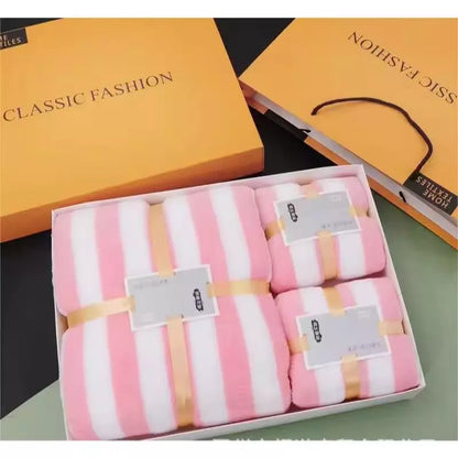 3 in 1 Bath Towel Microfiber Coral Velvet Water Absorption Towels With Gift Box