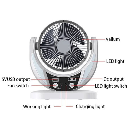 Solar Rechargeable Emergency Fan with LED Light