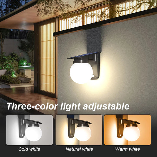 Solar-Powered Wall Lamp with Tri-Color Dimming
