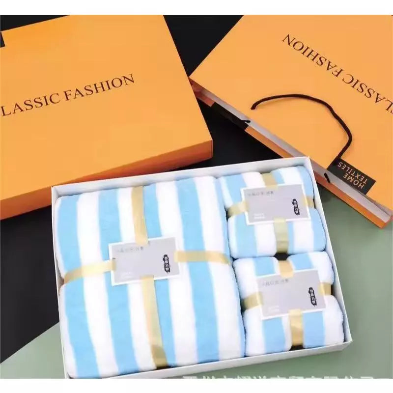 3 in 1 Bath Towel Microfiber Coral Velvet Water Absorption Towels With Gift Box