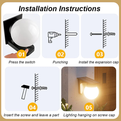 Solar-Powered Wall Lamp with Tri-Color Dimming
