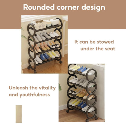 4-Tier Modern Shoe Rack with Wheels